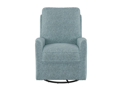 Blue swivel glider recliner chair with plush cushions and sleek design for modern living spaces.