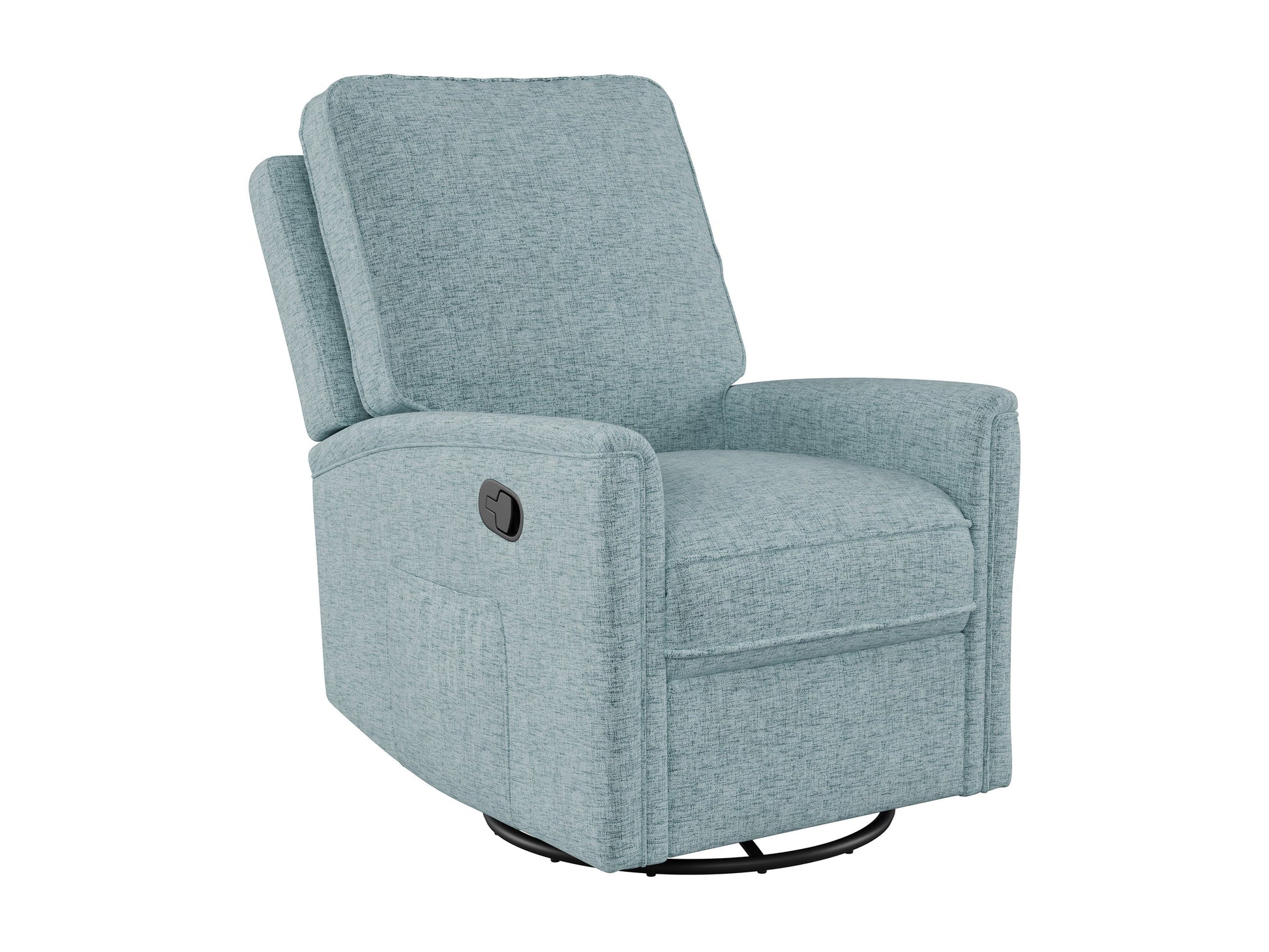Blue swivel glider recliner chair with plush cushions and ergonomic design for ultimate comfort.