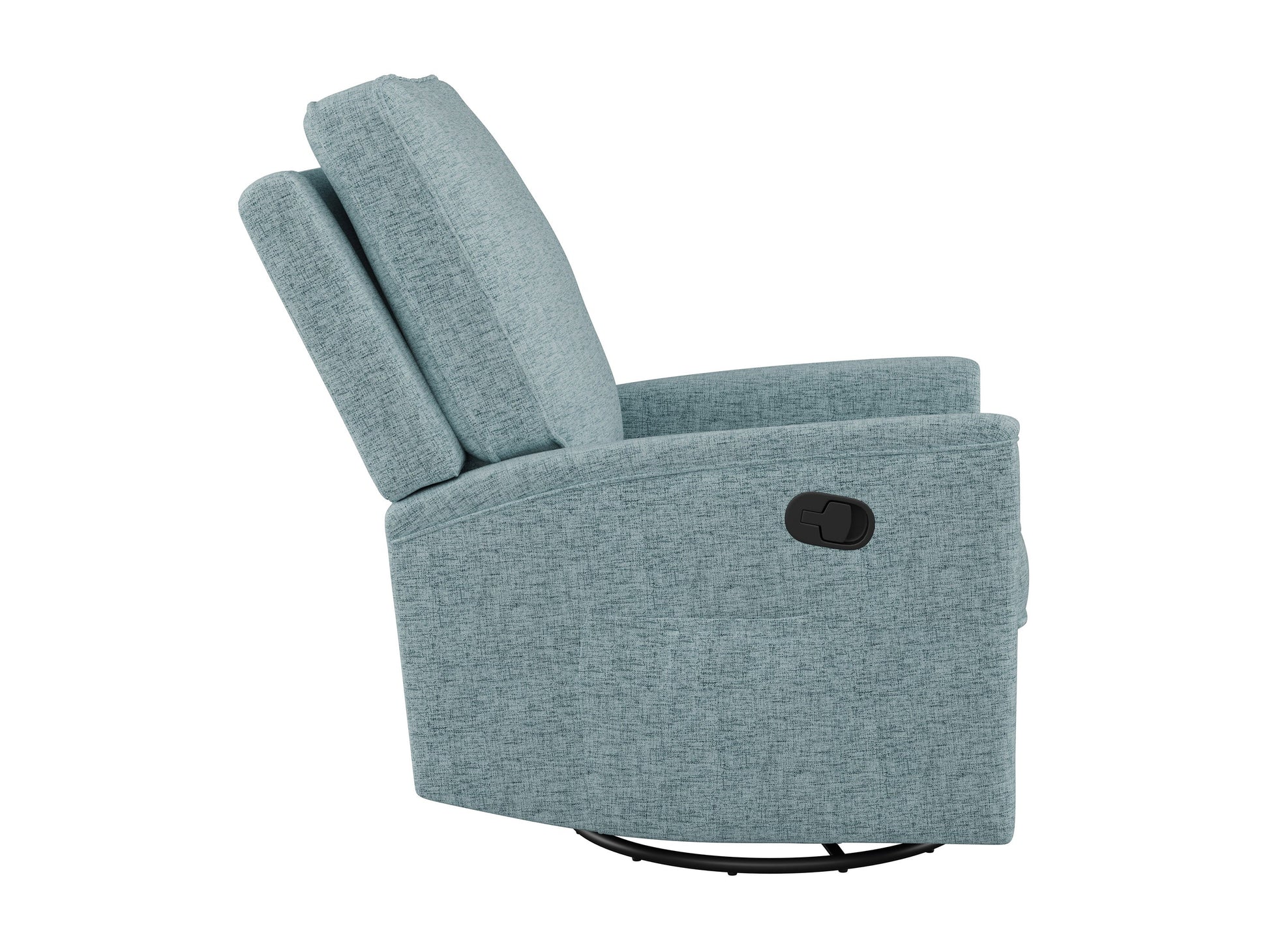 Blue swivel glider recliner chair with plush cushions and ergonomic design for ultimate comfort.