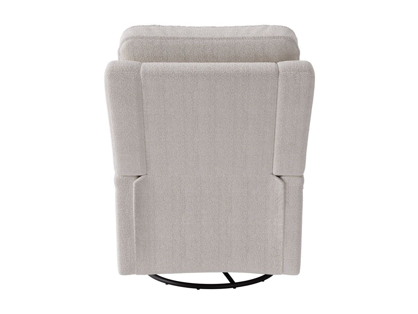 Boucle swivel recliner chair in grey with plush fabric, modern design, and ergonomic comfort.