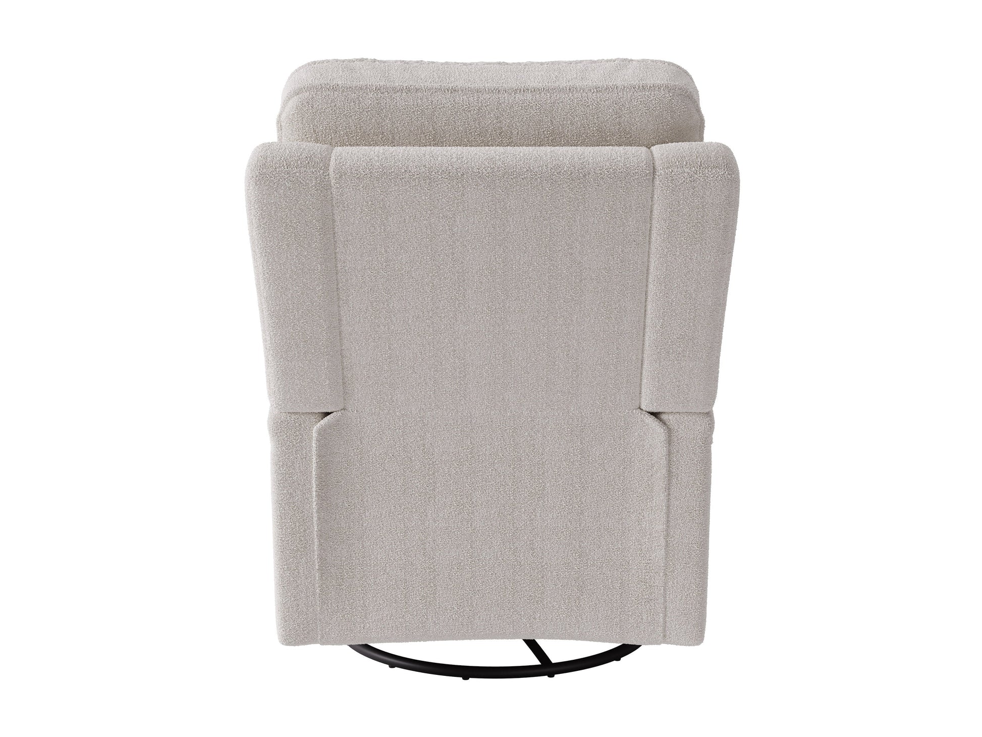 Boucle swivel recliner chair in grey with plush fabric, modern design, and ergonomic comfort.