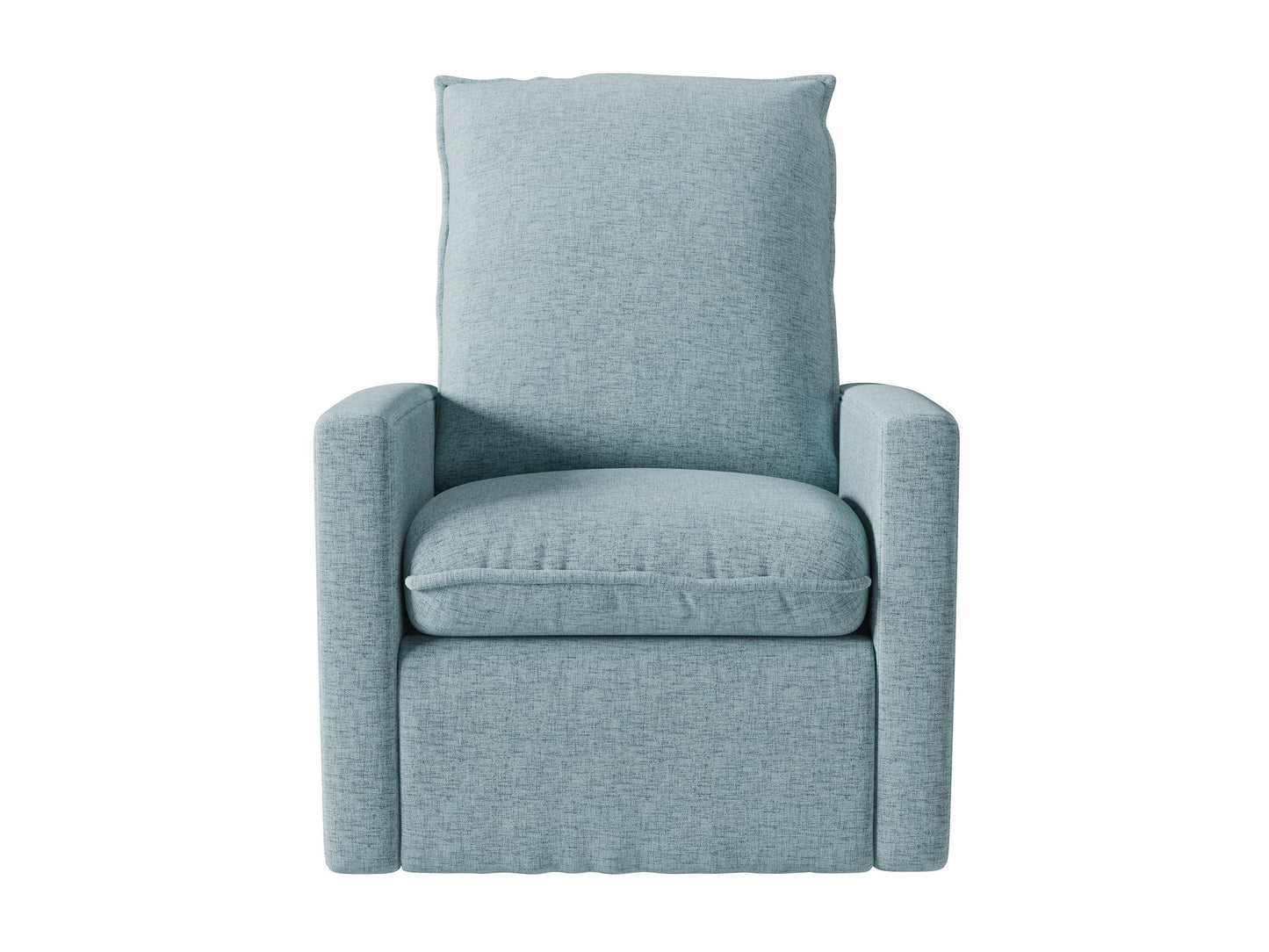 Luxurious grey glider recliner chair with plush fabric, ergonomic design, and wooden accents.