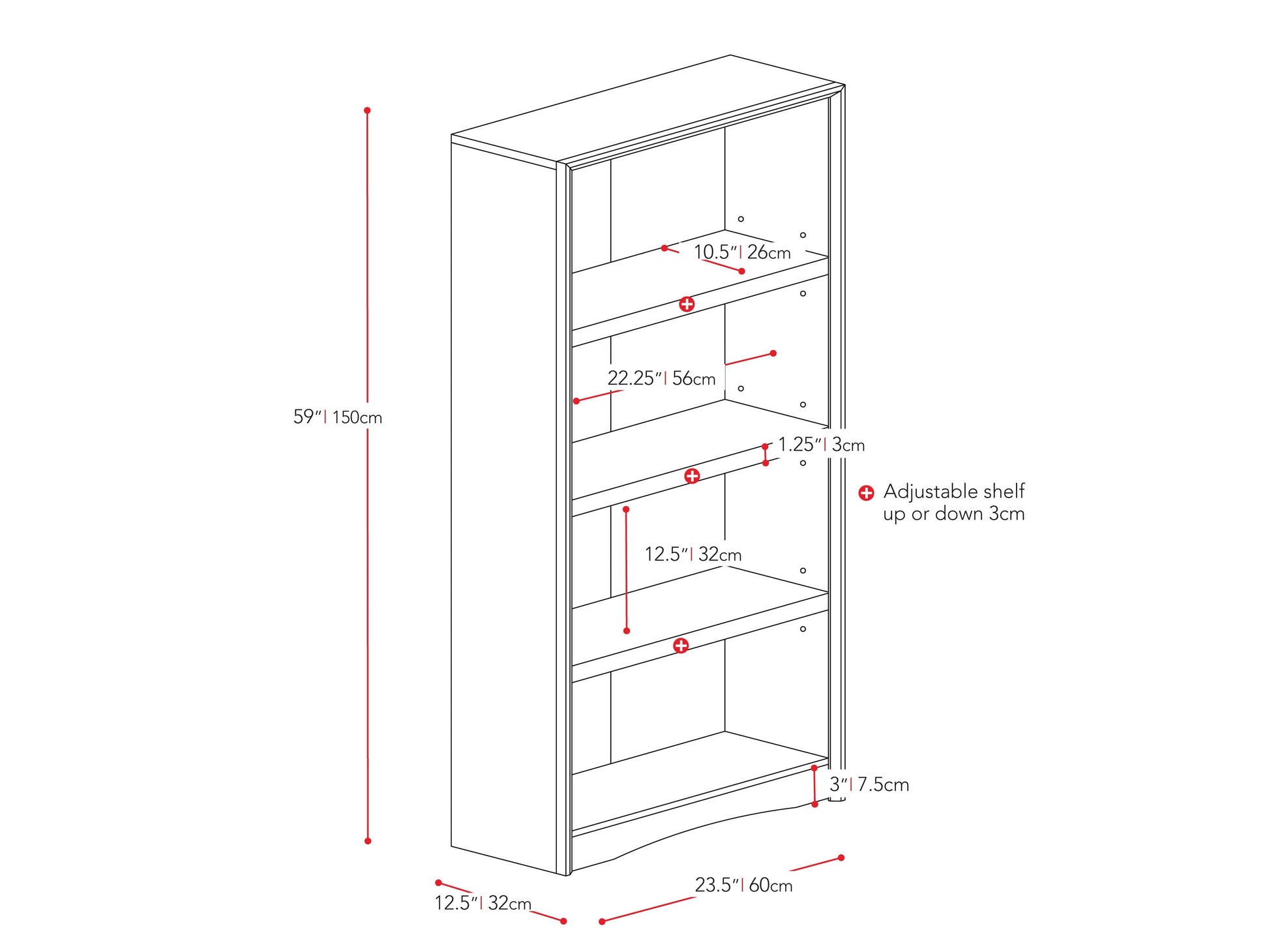 White 4-shelf bookcase with a minimalist design, sturdy wooden frame, and ample storage space for books and decor.