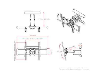 Adjustable TV wall mount with sleek black finish, durable steel construction, and versatile swivel and tilt features for optimal viewing angles in living rooms or home theaters.