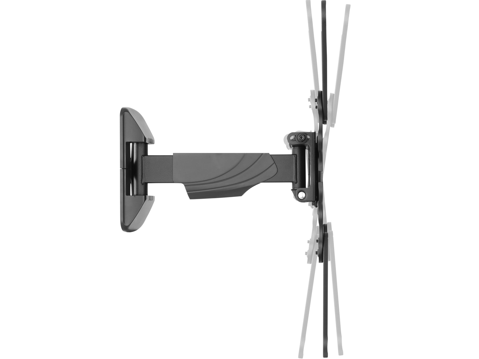 Adjustable articulating TV wall mount for 23" - 55" screens, featuring a durable black steel frame, swivel and tilt functionality, and easy installation for optimal viewing angles.