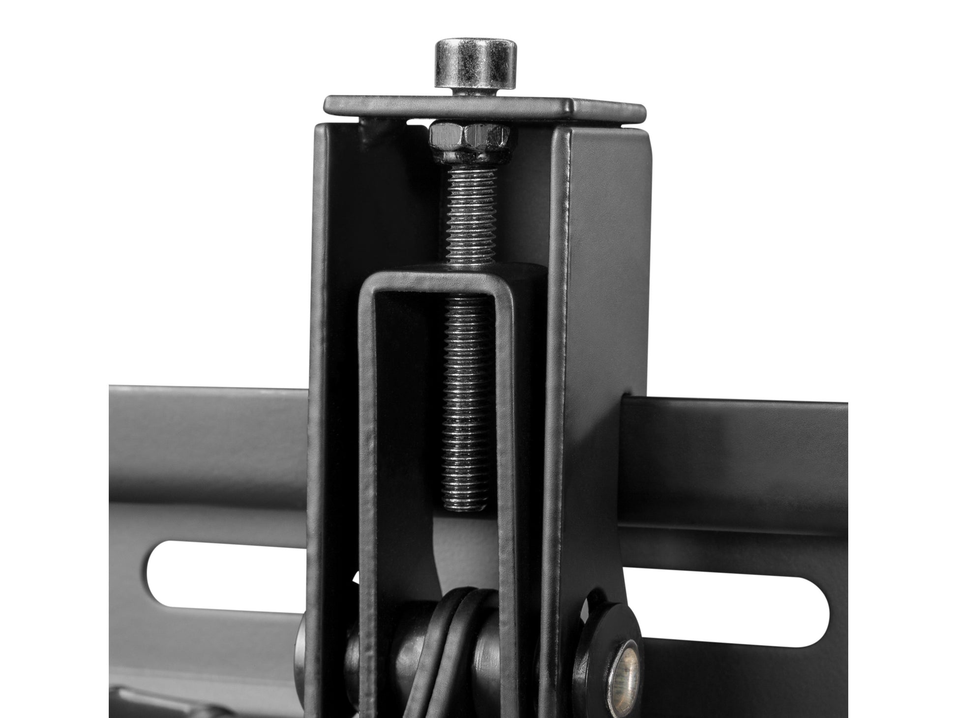 Tilting TV wall mount for 43"-90" TVs, featuring a sleek black design, durable steel construction, adjustable tilt mechanism, and easy installation with included hardware.