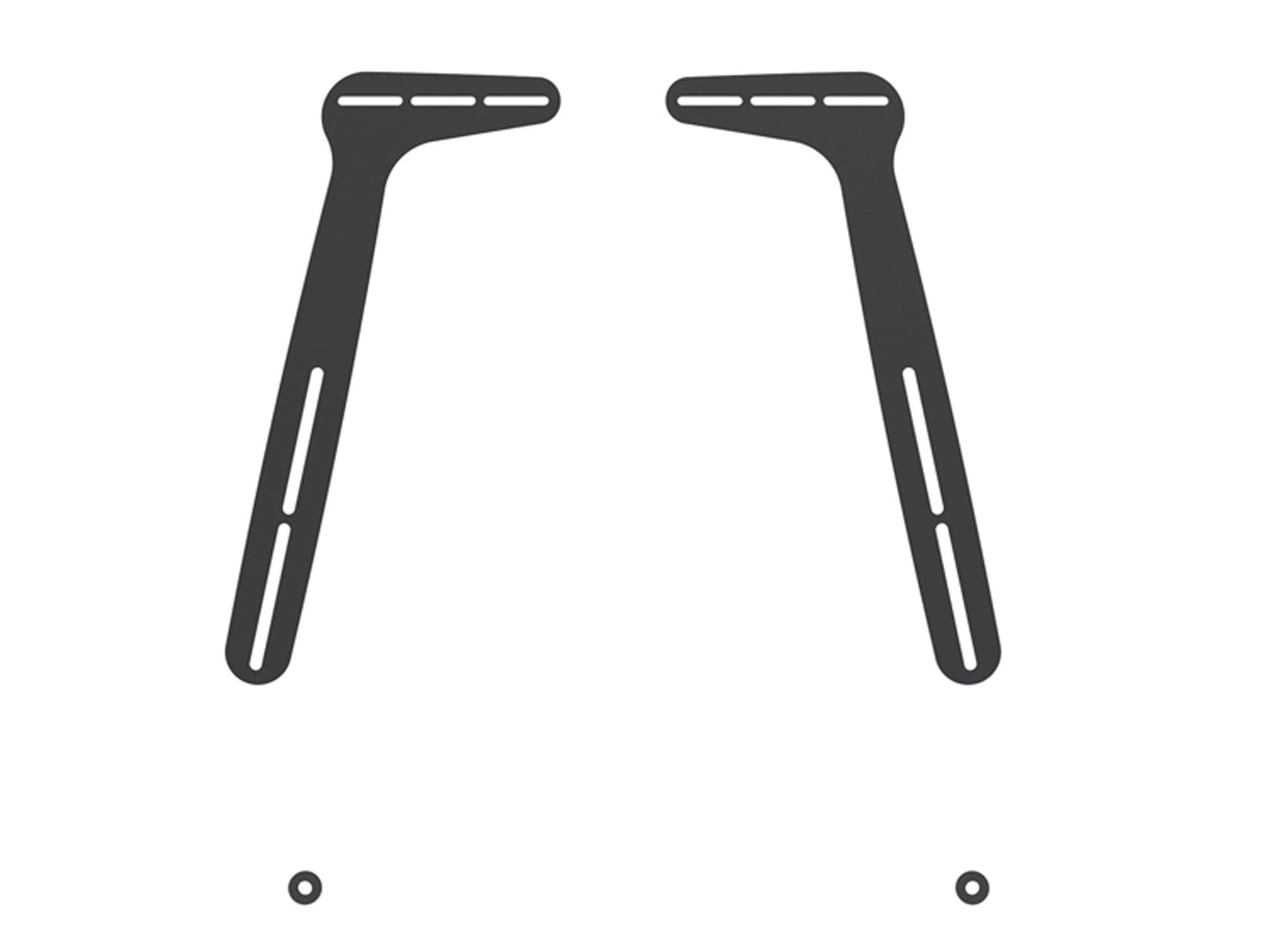 Black soundbar mount with adjustable brackets, sleek design, and sturdy construction for secure speaker placement. Ideal for home theater setups and compatible with various soundbar models.
