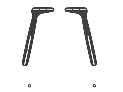 Black soundbar mount with adjustable brackets, sleek design, and sturdy construction for secure speaker placement. Ideal for home theater setups and compatible with various soundbar models.