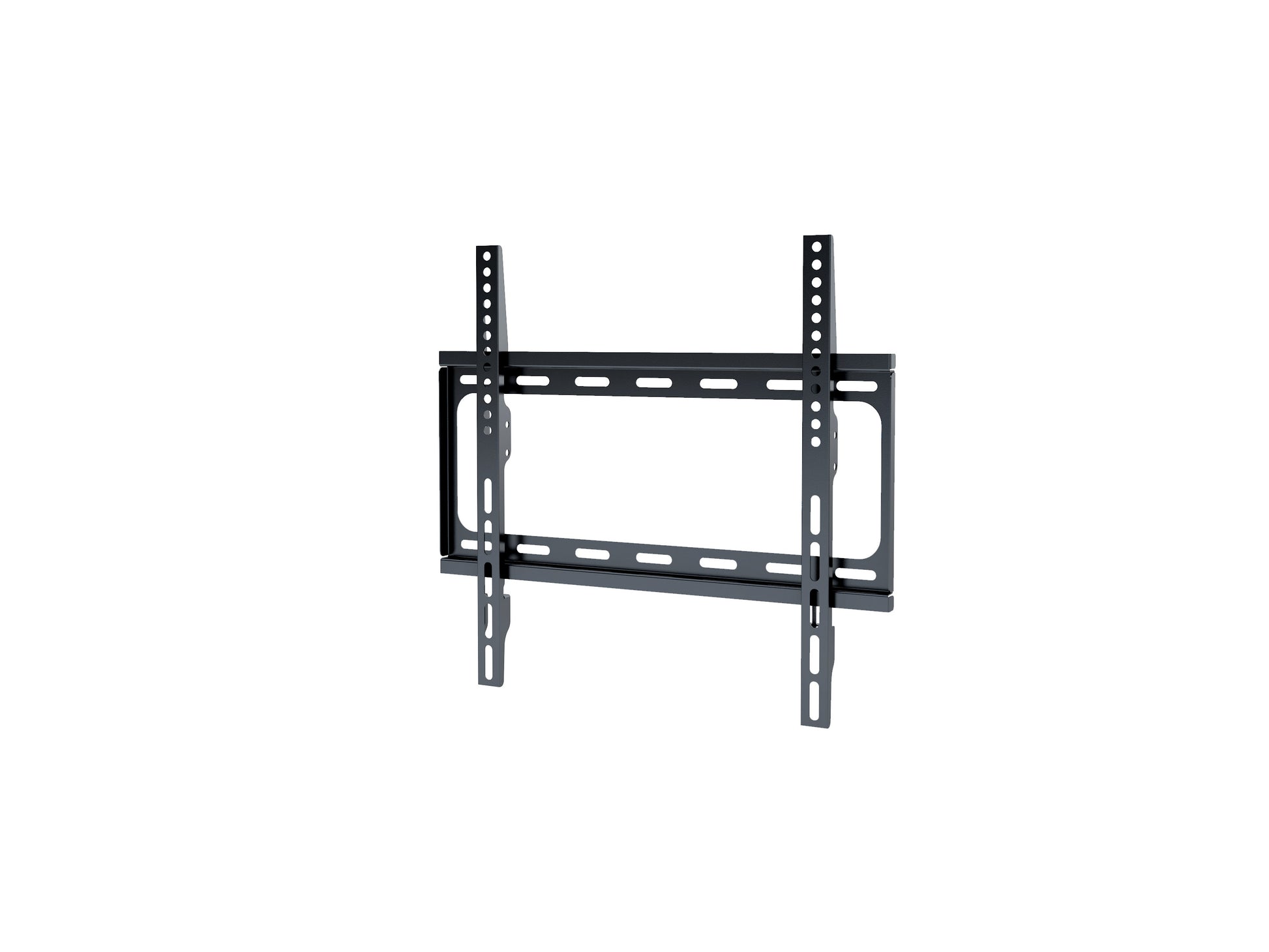 Fixed TV wall mount for 26" to 65" TVs, black steel construction, slim profile, secure and sturdy design, easy installation with included hardware, ideal for living rooms and home theaters.