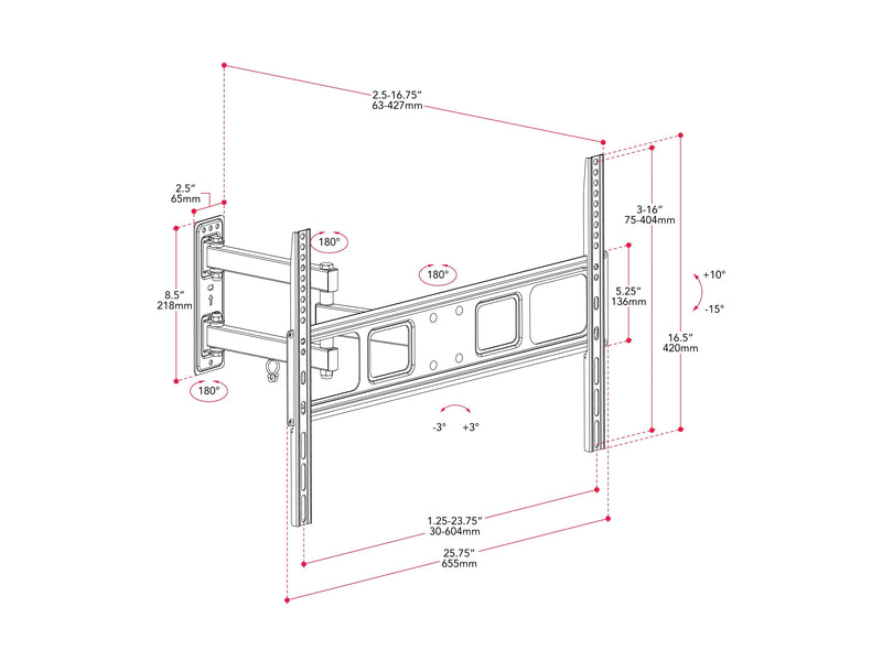 Full Motion TV Wall Mount for TV&