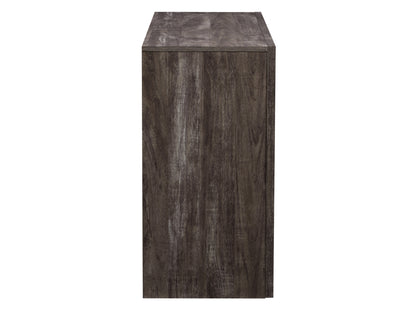 8 drawer dresser in dark wood finish with sleek metal handles, featuring a modern design and ample storage space for bedroom organization.