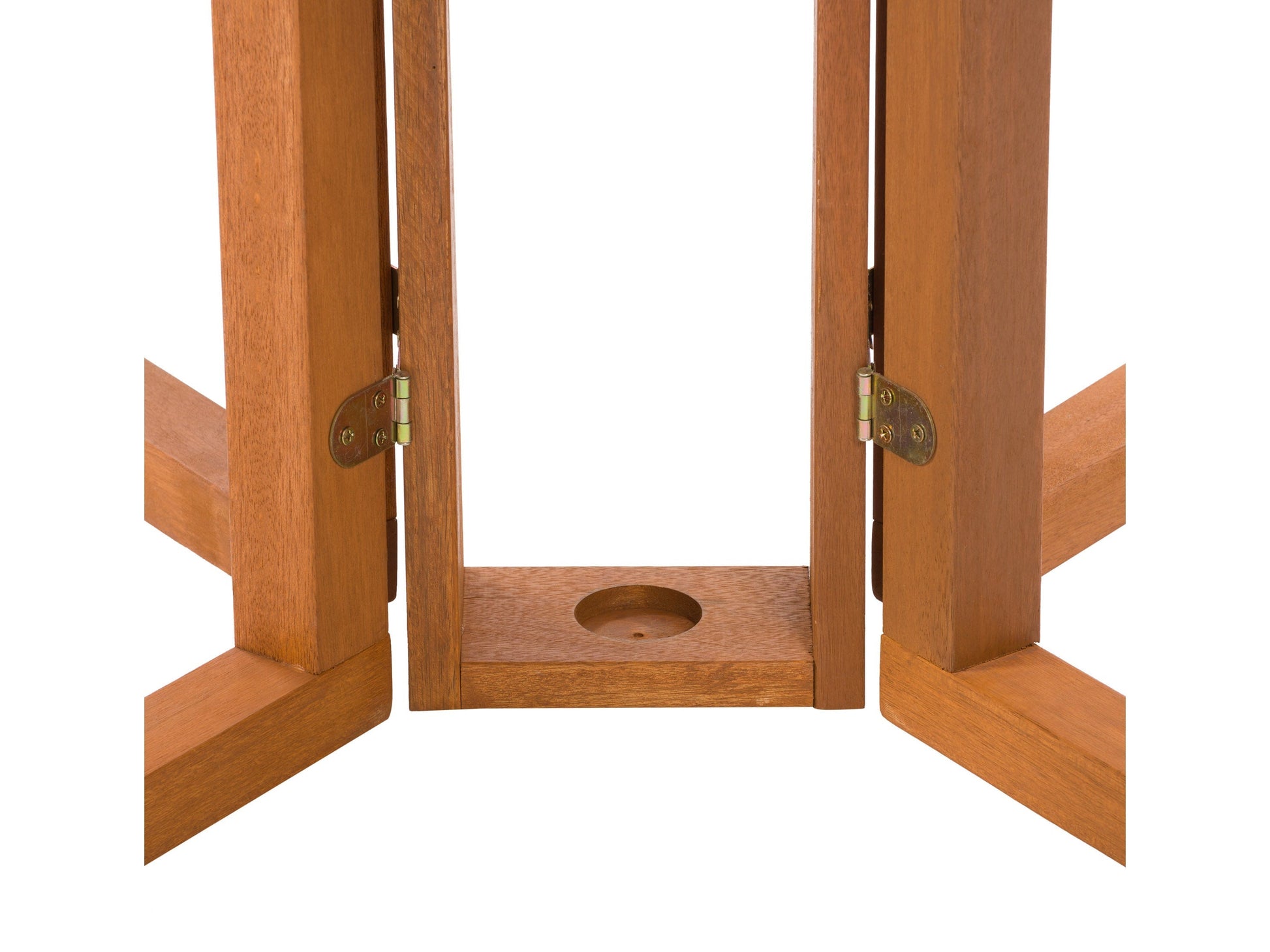 Brown outdoor drop leaf patio table with slatted wooden surface and foldable design for space-saving functionality.