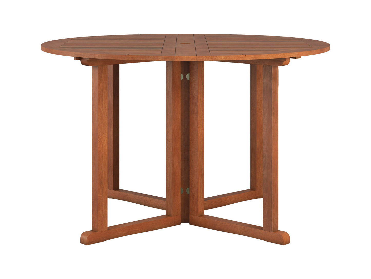 Brown outdoor drop leaf patio table with a wooden finish and foldable design for small spaces.