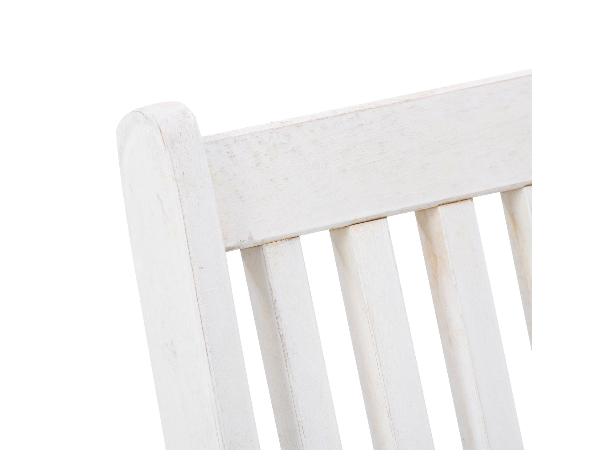 Washed white outdoor wood folding chairs, set of 2, with slatted seats and backs for patio or garden use.