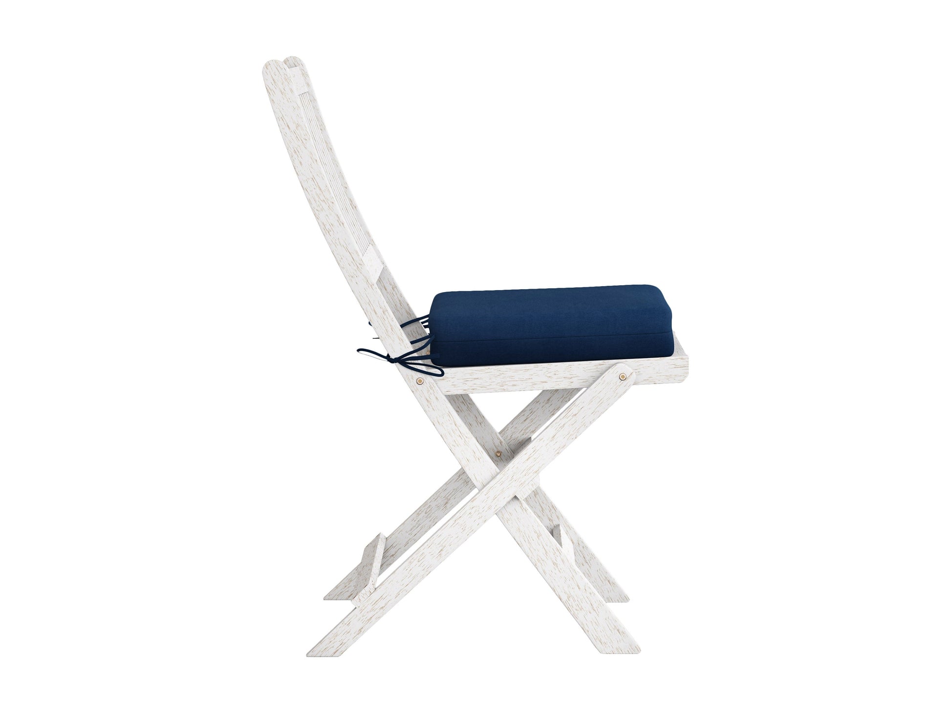 Washed white outdoor wood folding chairs, set of 2, ideal for patio seating with a rustic finish and compact storage design.