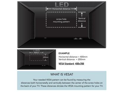 Fixed TV wall mount for 40" to 100" TVs, black steel construction, low-profile design, durable and secure, easy installation, ideal for living rooms and home theaters.