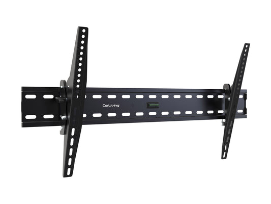Tilting TV wall mount for 37" - 80" TVs, black metal, adjustable angles, easy installation.