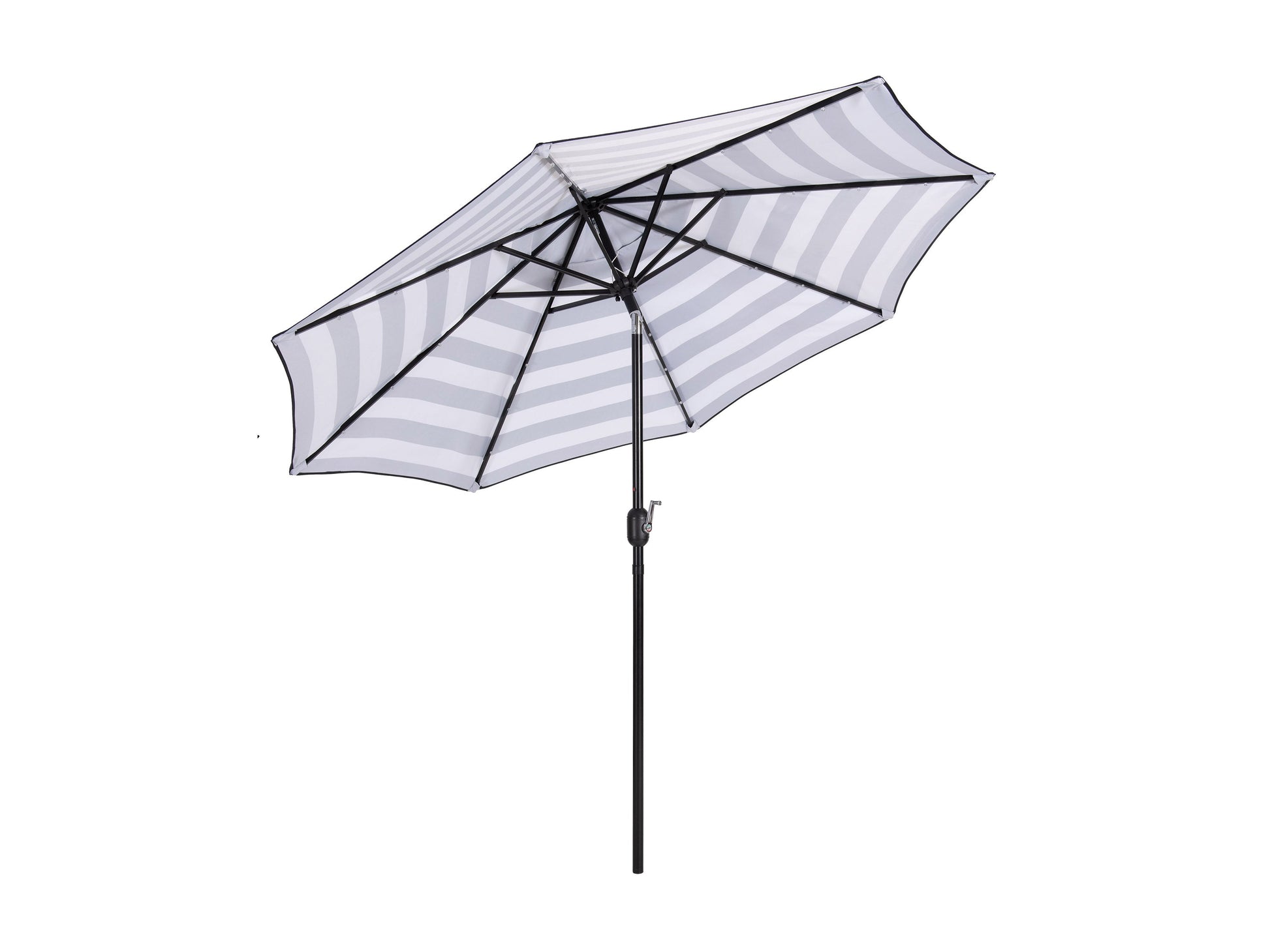 black and white 9 ft patio umbrella 9ft Striped White And Black Patio Umbrella with Lights