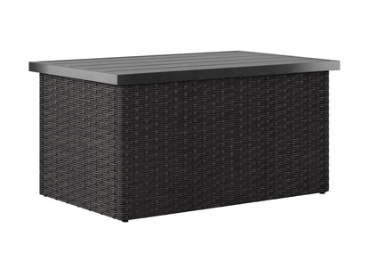 Outdoor grey wicker sectional set with cushions, 6-piece patio furniture, modern design, and durable materials.