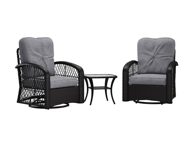 Swivel Patio Chairs Set 3pc CorLiving Furniture