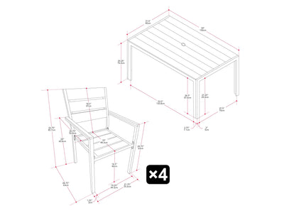 Outdoor Dining Set, 5pc