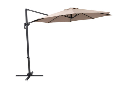 corliving 3m offset patio umbrella Tilting and 220 lb granite base 9.5' UV Resistant Offset Tilting