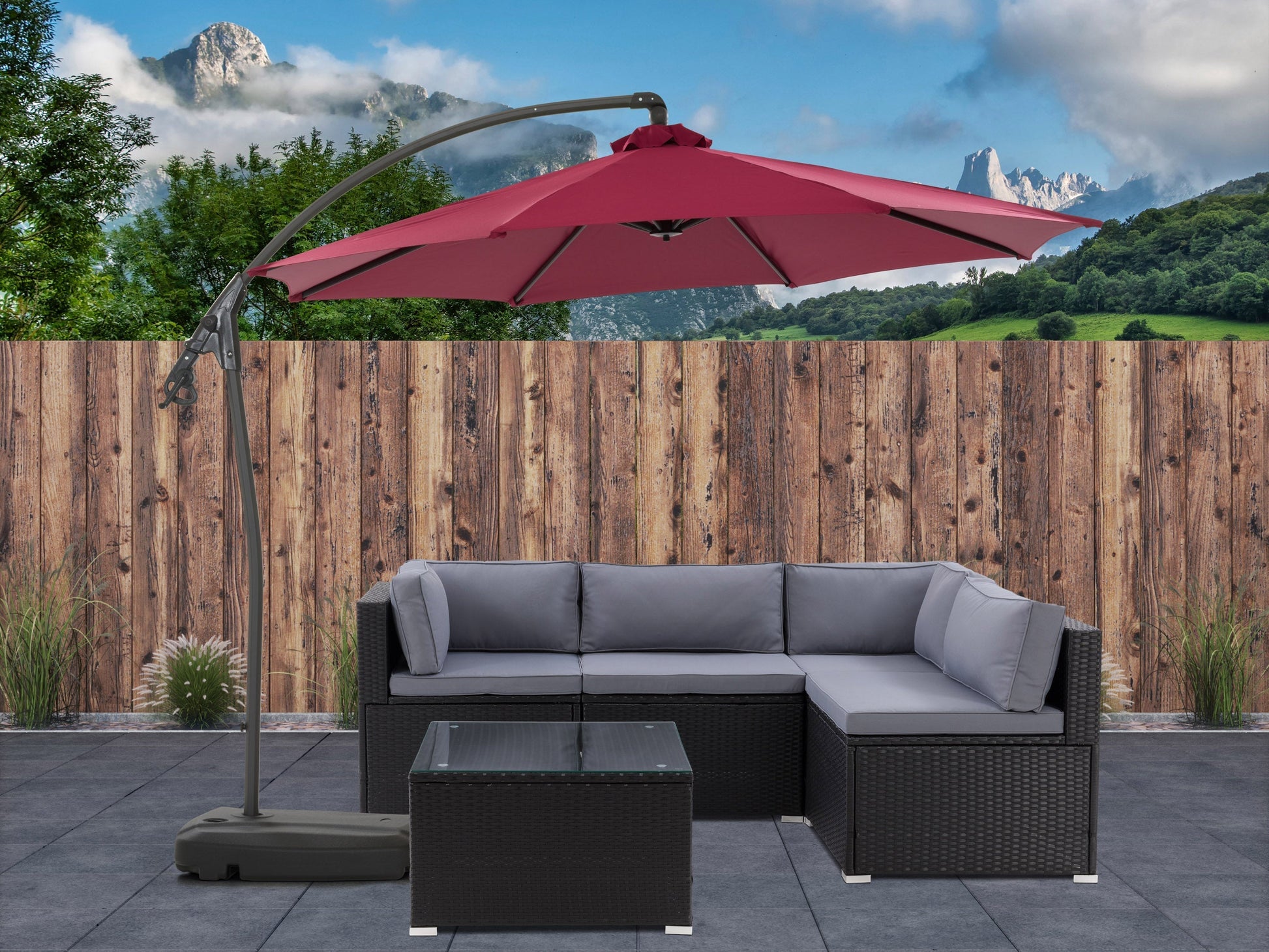 corliving offset patio umbrella stand Cantilever Patio Umbrella with Base