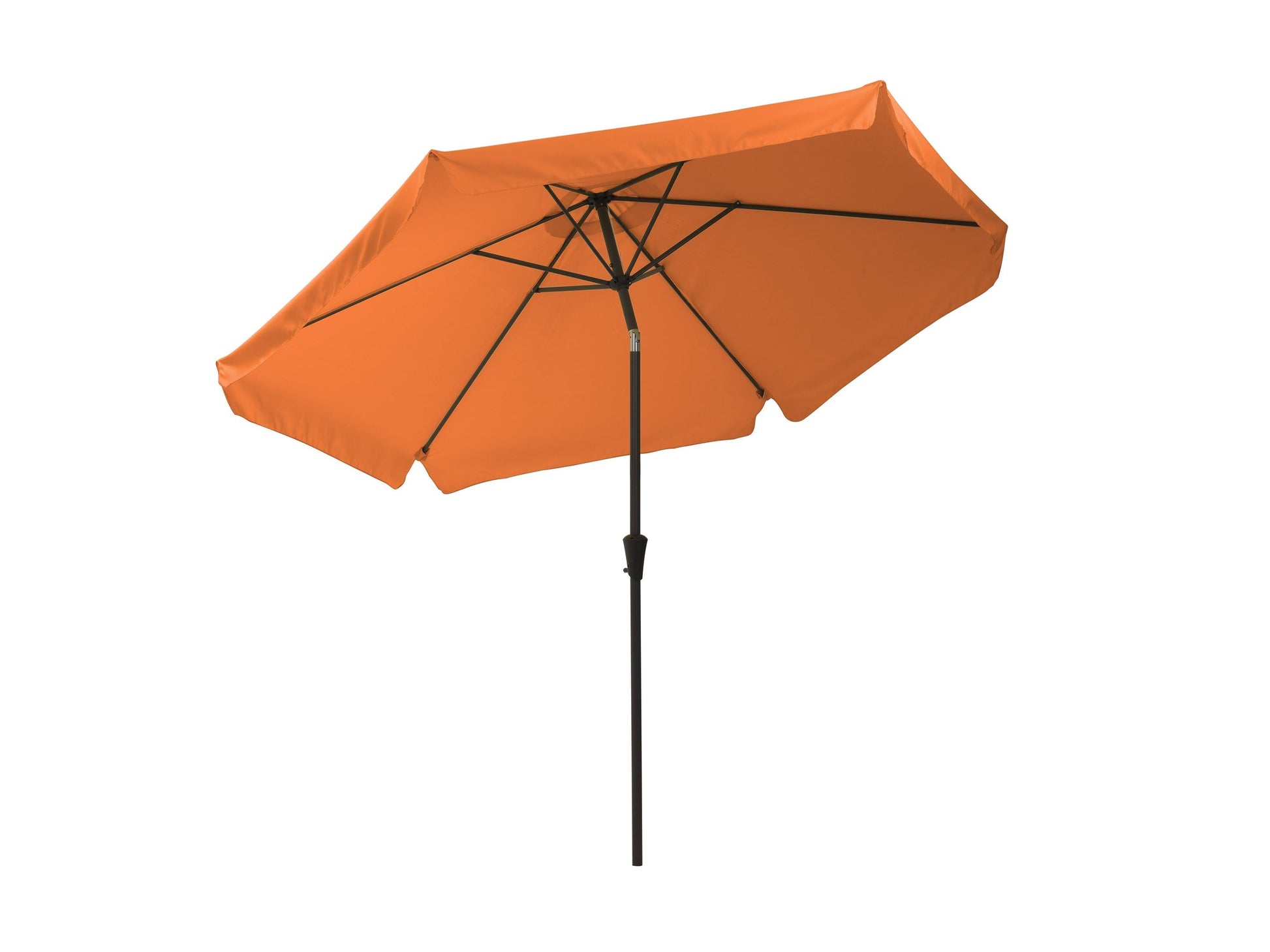 10ft orange patio umbrella, round tilting, UV-resistant fabric, sturdy aluminum pole, outdoor sunshade.