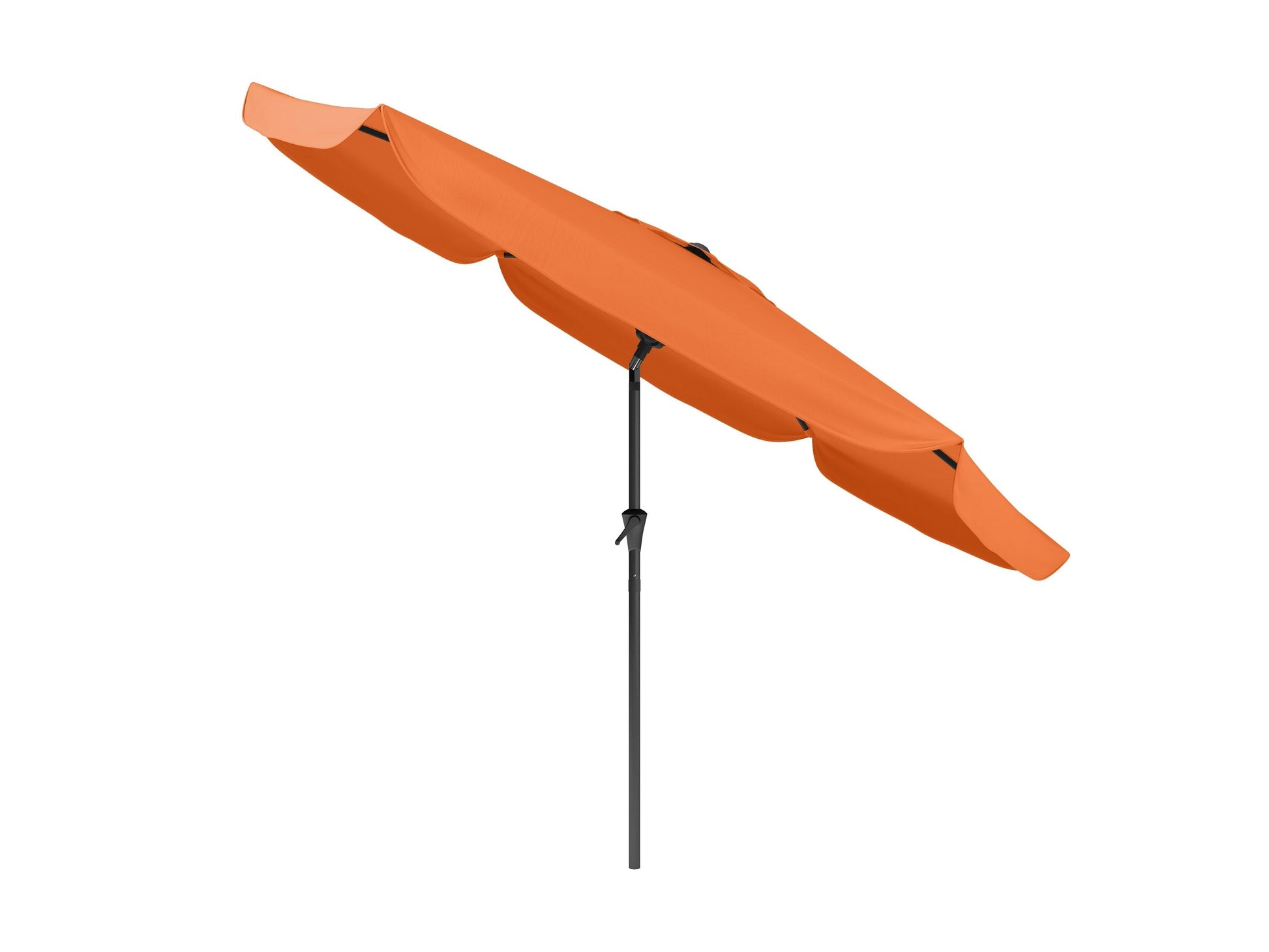 Orange 10ft patio umbrella with tilting feature, round canopy, and sturdy aluminum pole for outdoor shade.