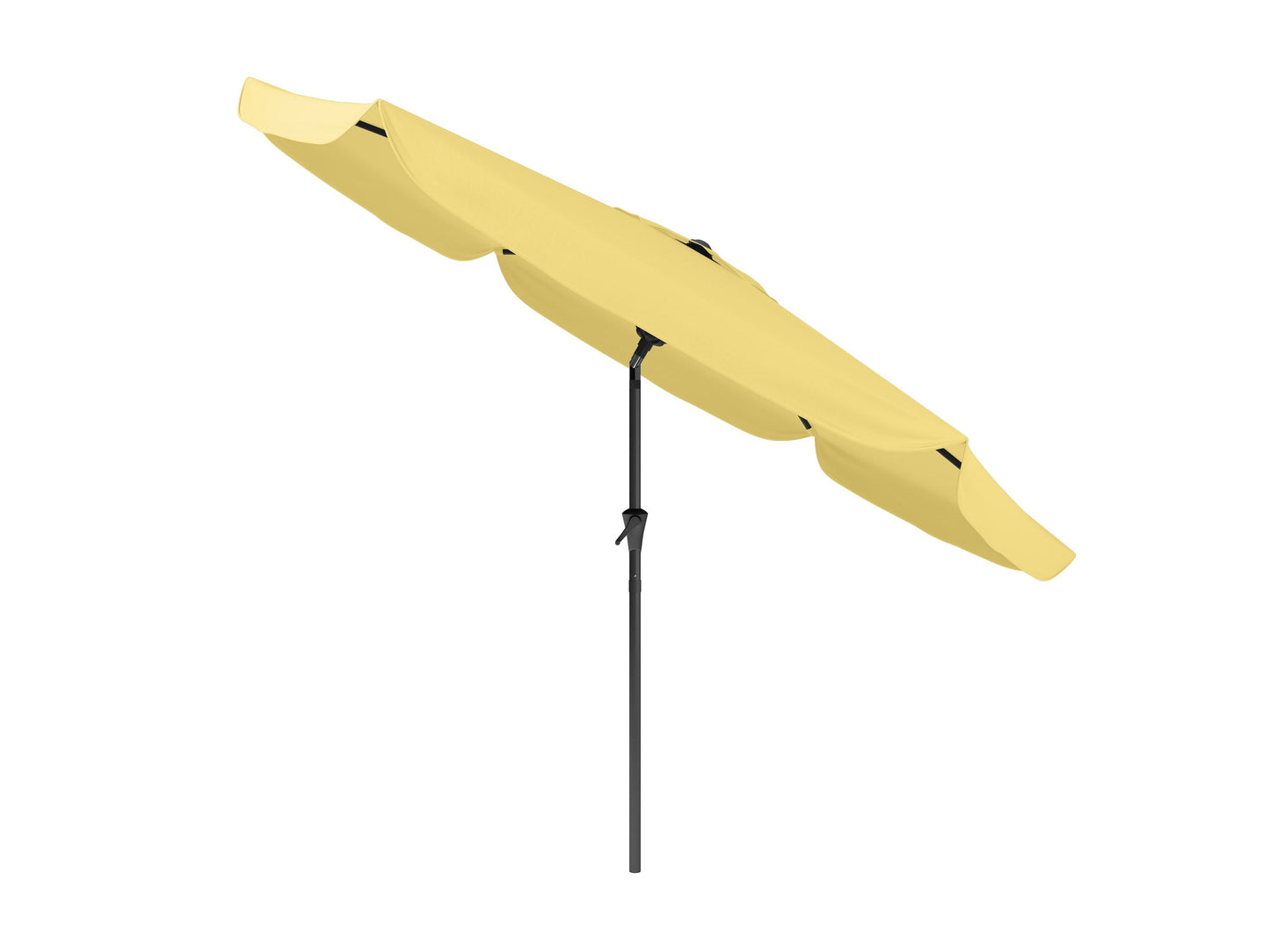 Yellow 10ft patio umbrella with round tilting canopy, sturdy metal pole, and UV-resistant fabric for outdoor use.