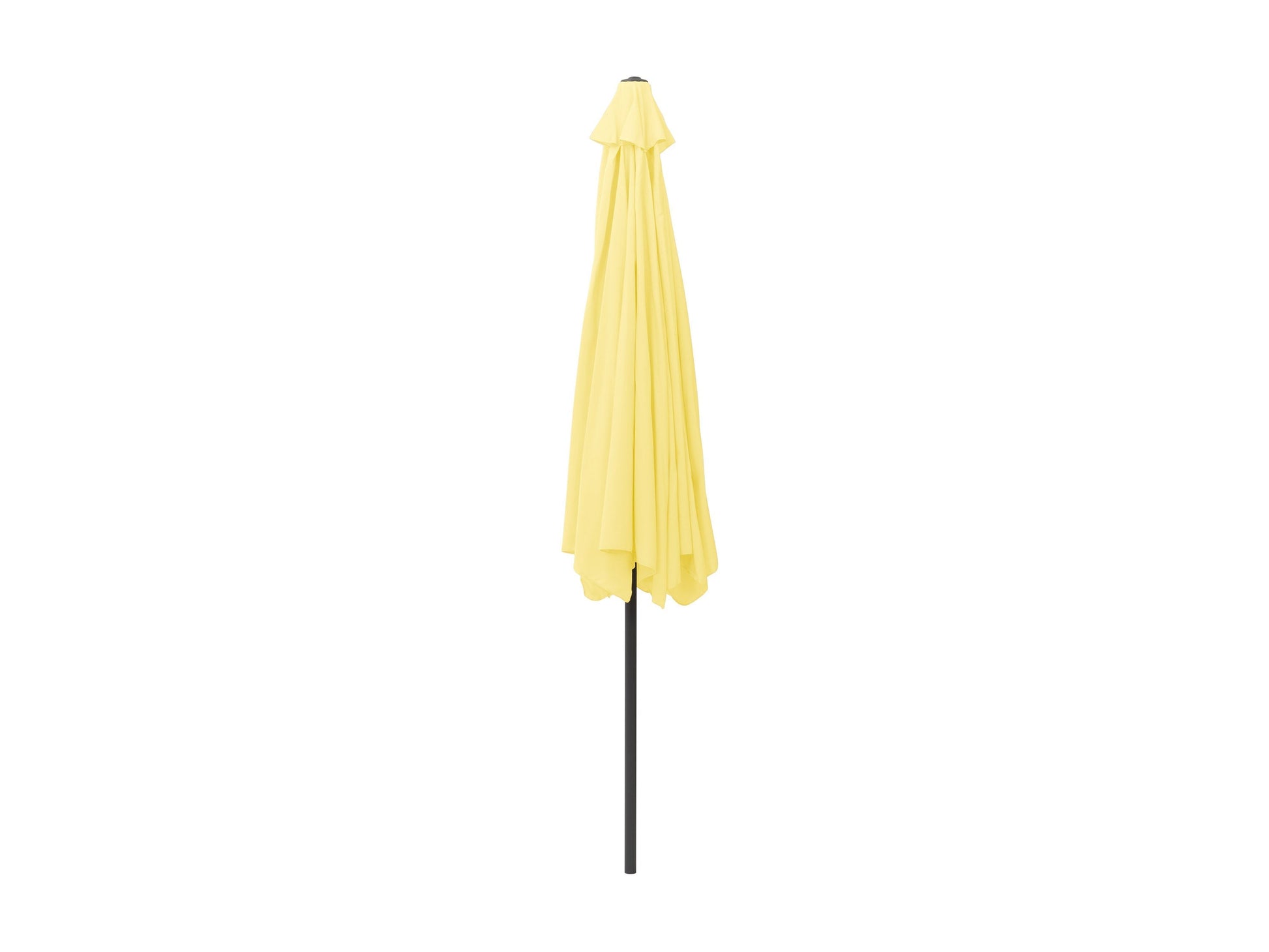 Yellow 10ft round tilting patio umbrella with UV protection and sturdy aluminum pole.