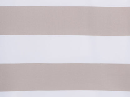10ft round patio umbrella, taupe and white stripes, tilting feature, UV-resistant fabric, ideal for outdoor shade.