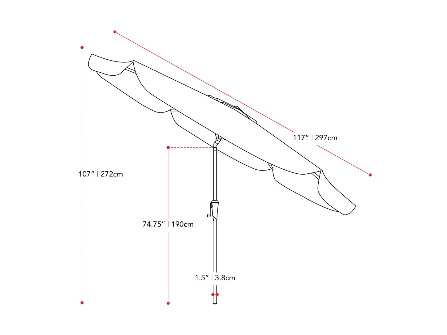 10ft round tilting patio umbrella in taupe and white with UV protection and sturdy aluminum frame.