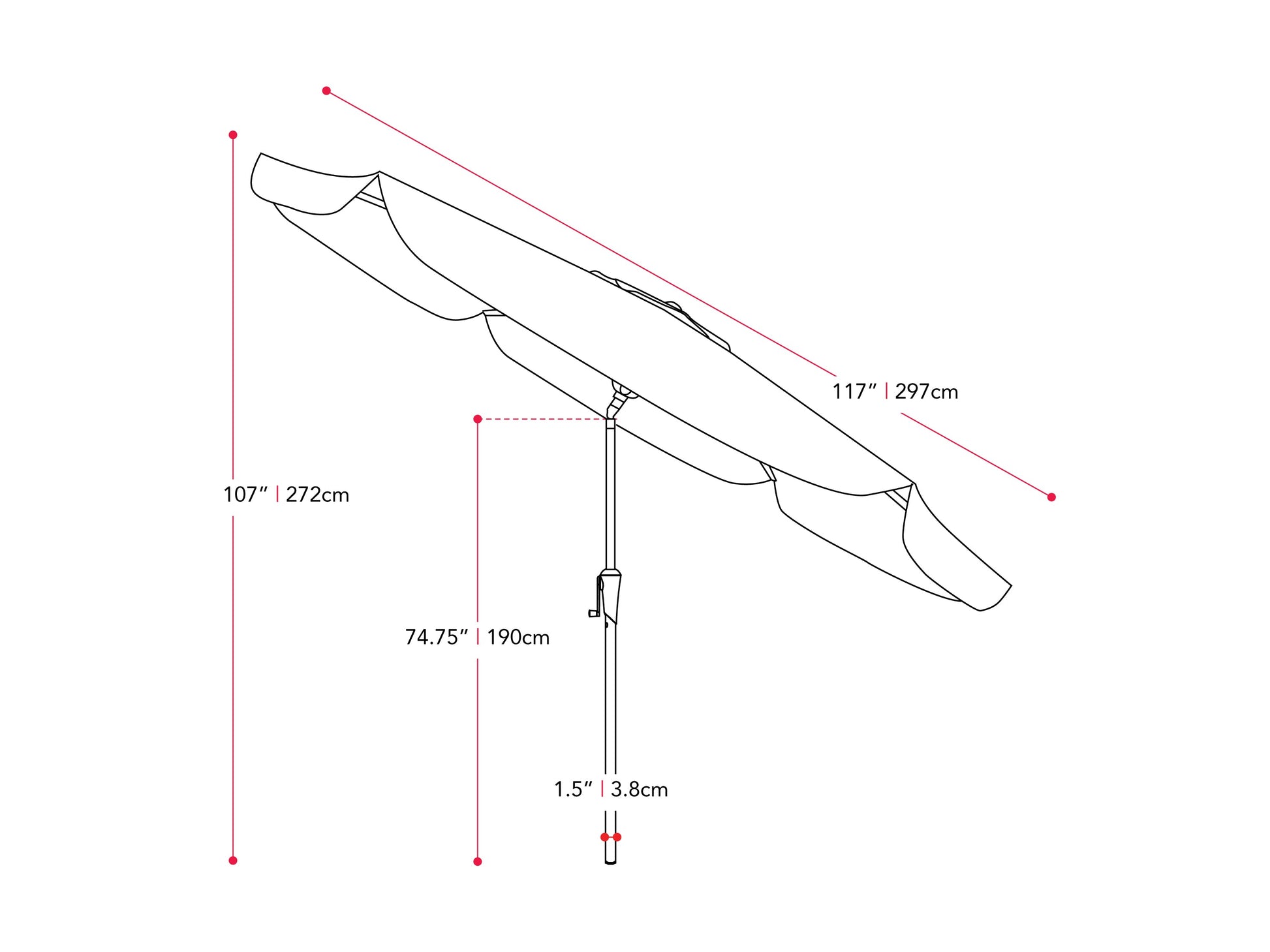 10ft round tilting patio umbrella in taupe and white with UV protection and sturdy aluminum frame.