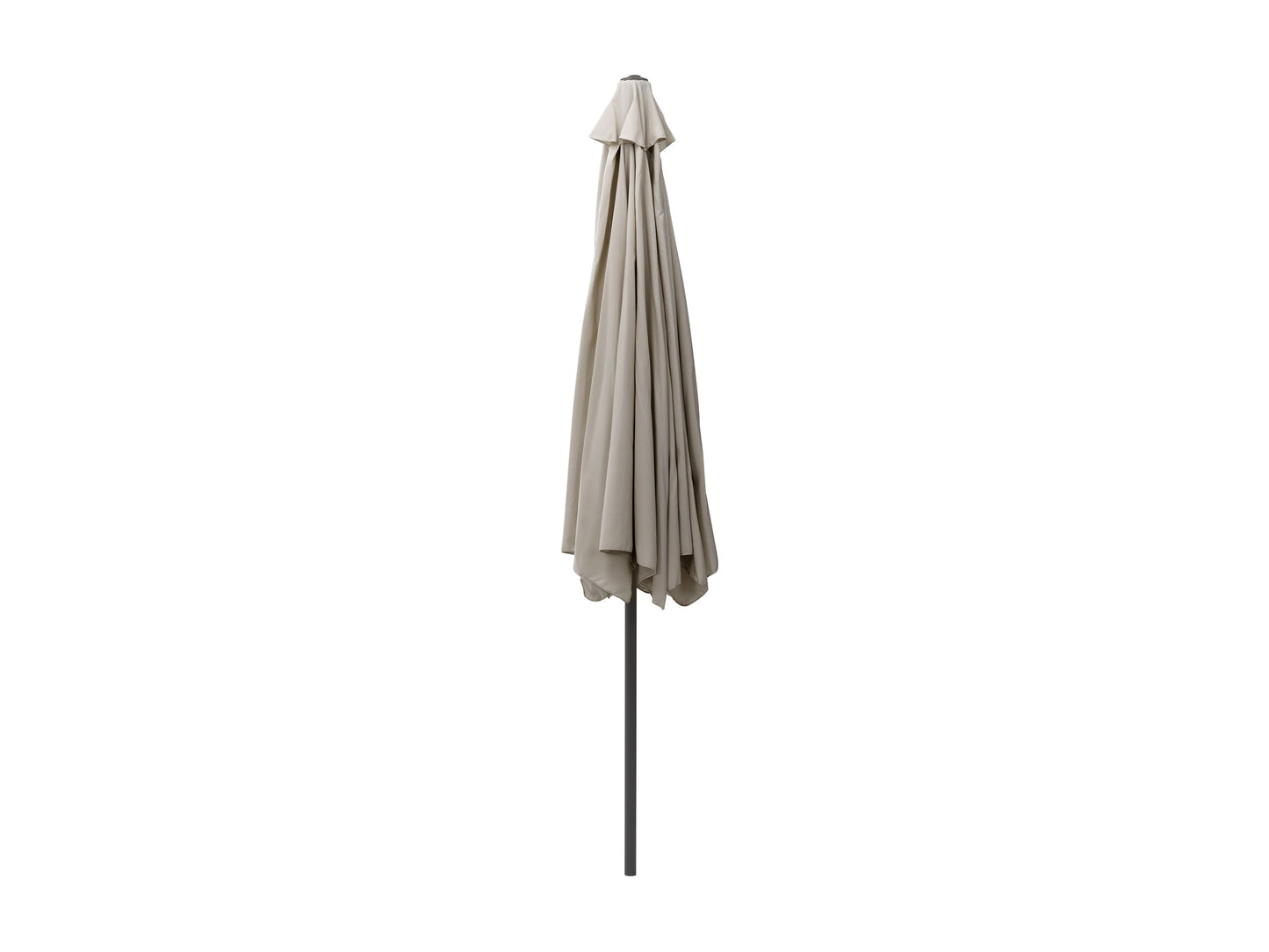 10ft grey patio umbrella with tilt feature, round canopy, and sturdy metal pole for outdoor shade