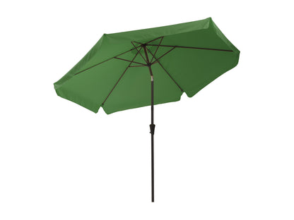 Forest green 10ft patio umbrella with tilting feature and durable canopy.