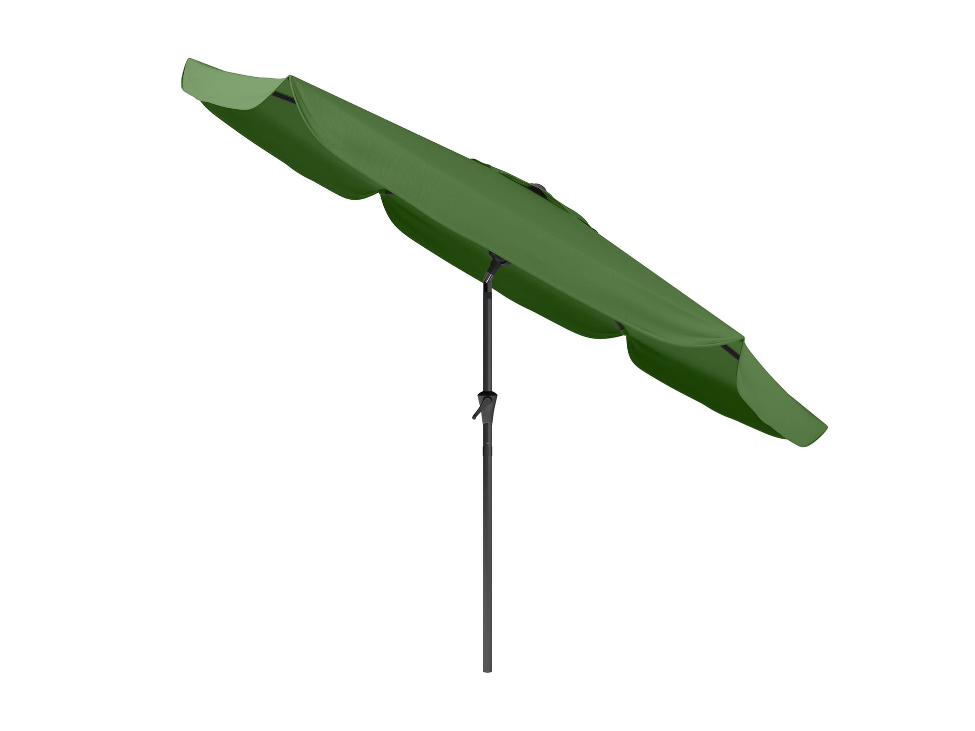 Forest green 10ft patio umbrella with round tilting canopy and sturdy black pole.