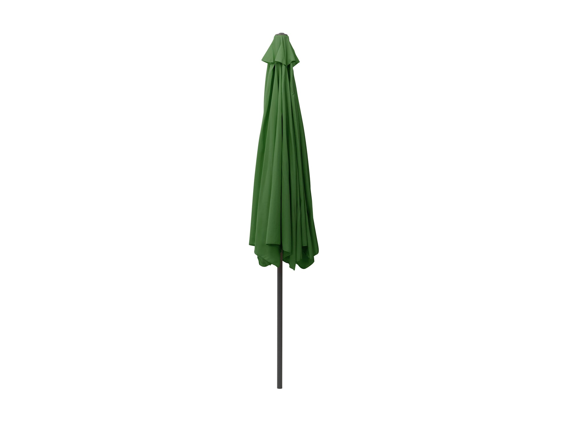 Forest green 10ft patio umbrella with tilting feature, round canopy, and sturdy pole for outdoor shade.