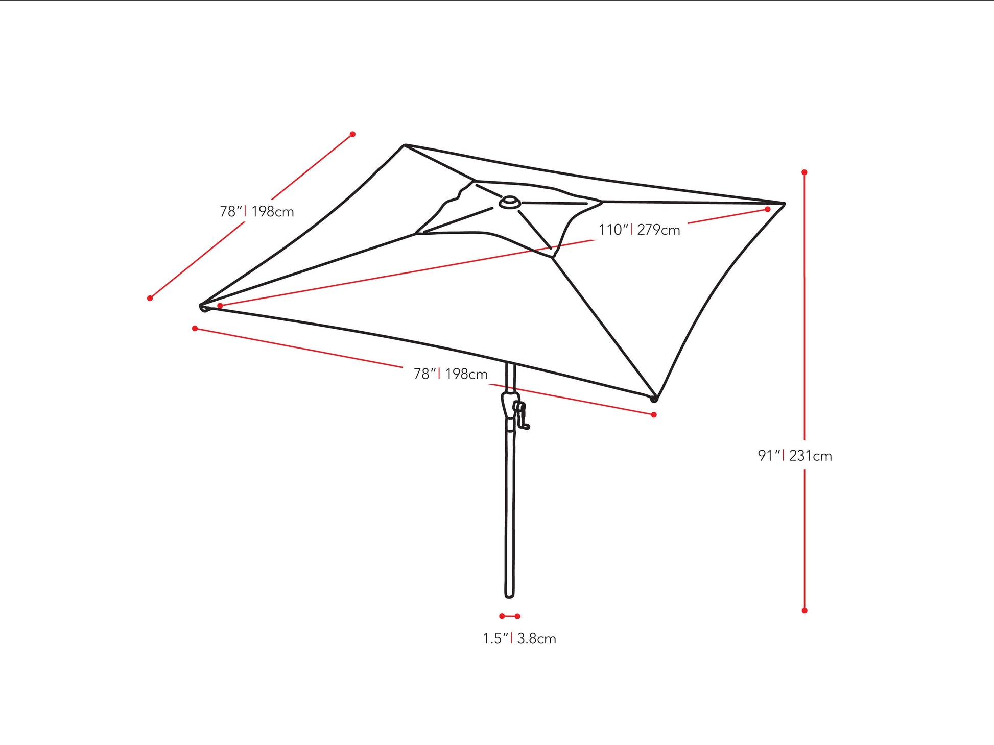 dimensions of 9 ft patio umbrella Square Patio Umbrella