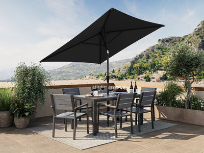 black square patio umbrella, tilting 300 Series lifestyle scene CorLiving#color_ppu-black