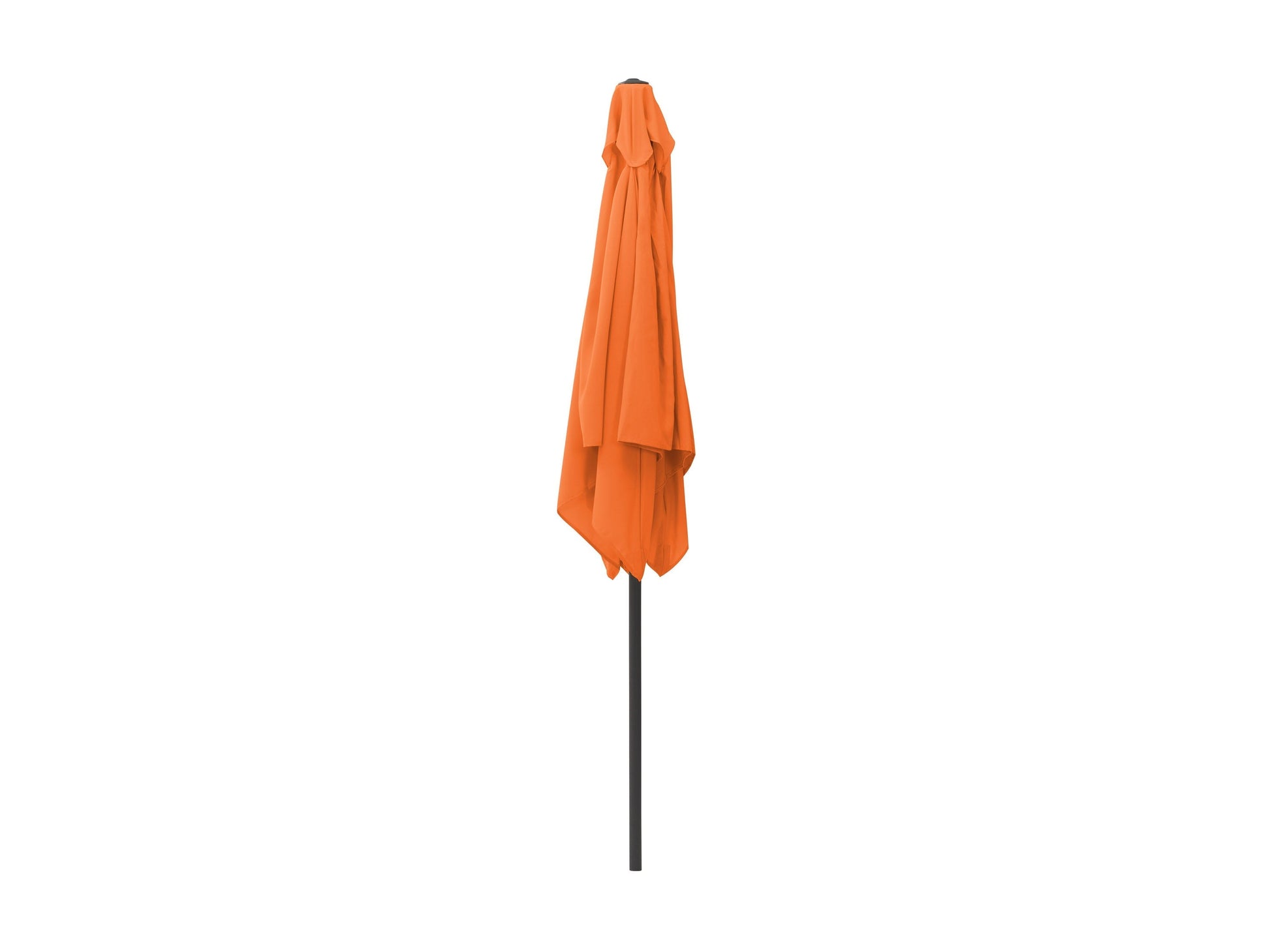Bright orange 9ft square patio umbrella with tilting feature and sturdy aluminum pole.