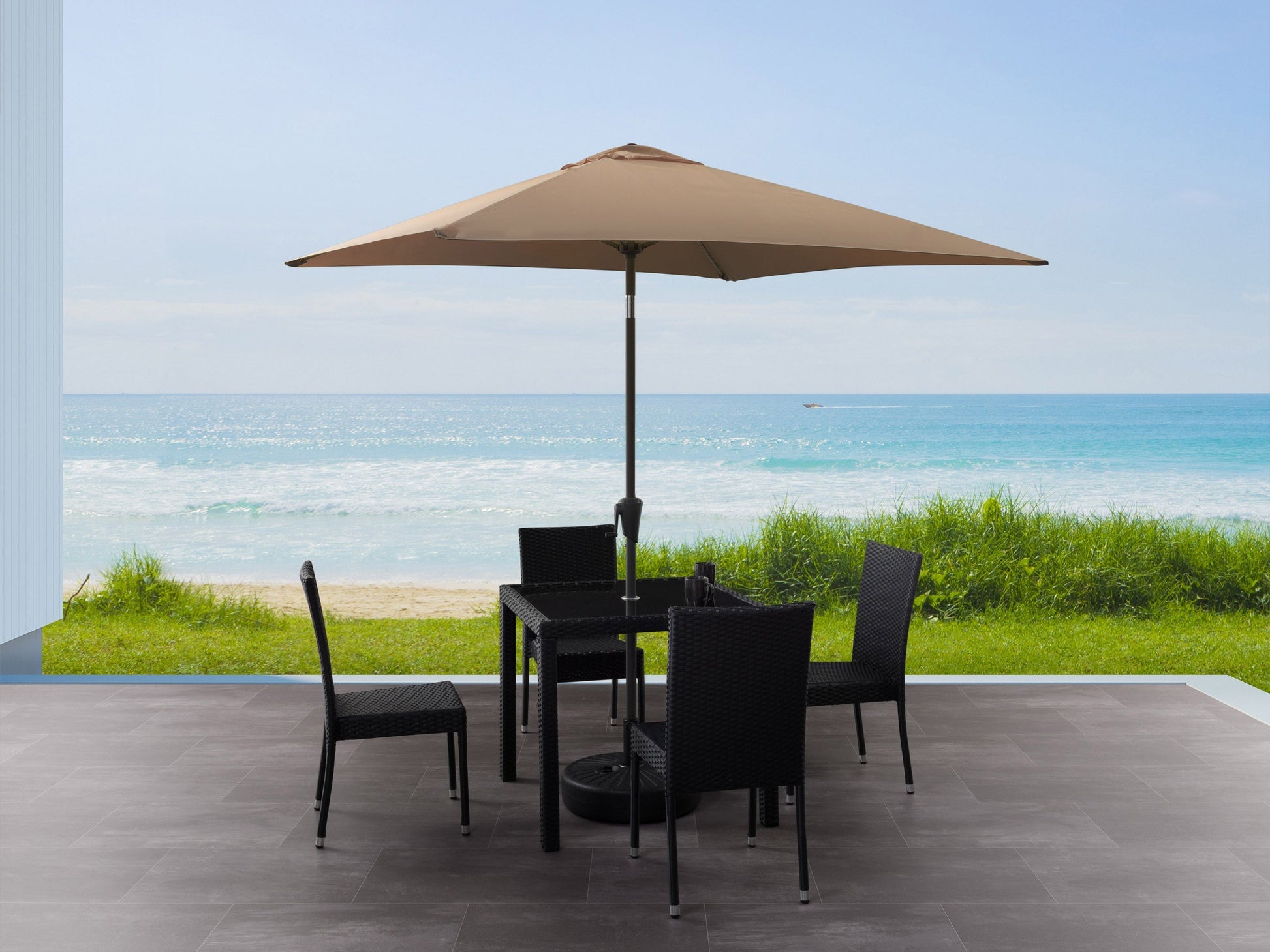 corliving square patio umbrella 9ft Square Brown Patio Umbrella - FINAL SALE ITEM