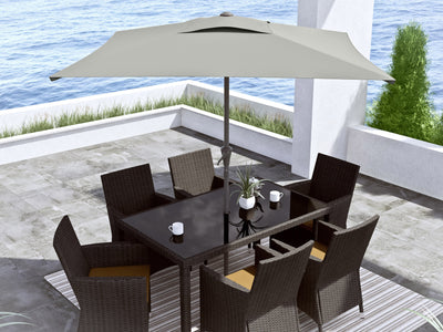 grey square patio umbrella, tilting 300 Series lifestyle scene CorLiving#color_ppu-grey