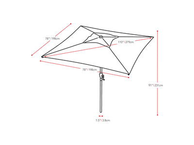 lime green square patio umbrella, tilting 300 Series measurements diagram CorLiving#color_ppu-lime-green