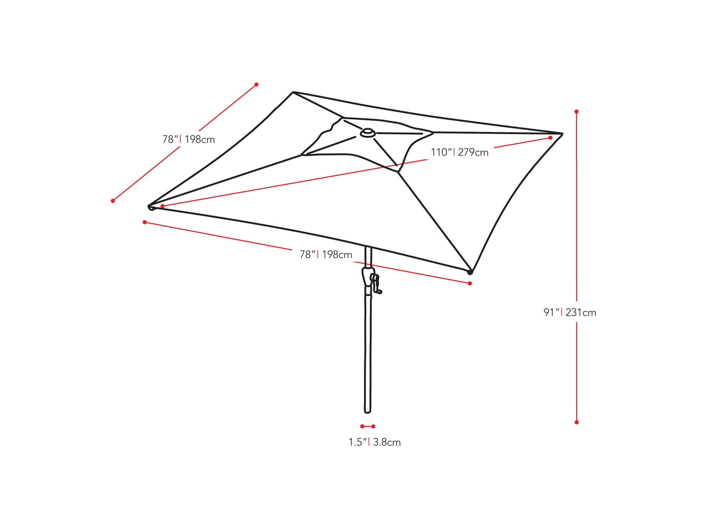 9ft turquoise square patio umbrella with tilting feature, UV-resistant fabric, and durable aluminum frame.