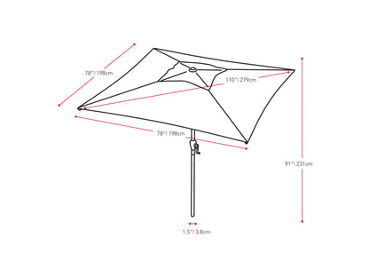 9ft turquoise square patio umbrella with tilting feature, UV-resistant fabric, and durable aluminum frame.