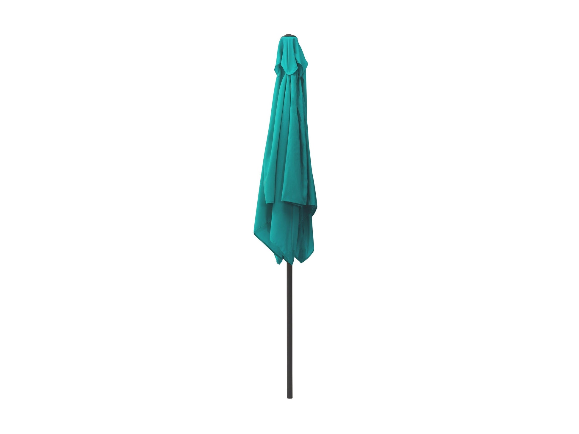 Turquoise 9ft square patio umbrella with tilting feature and durable fabric for outdoor use.