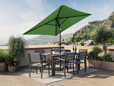 forest green square patio umbrella, tilting 300 Series lifestyle scene CorLiving#color_ppu-forest-green