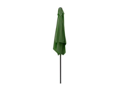 Forest green 9ft square patio umbrella with tilting feature, sturdy aluminum pole, and weather-resistant fabric.