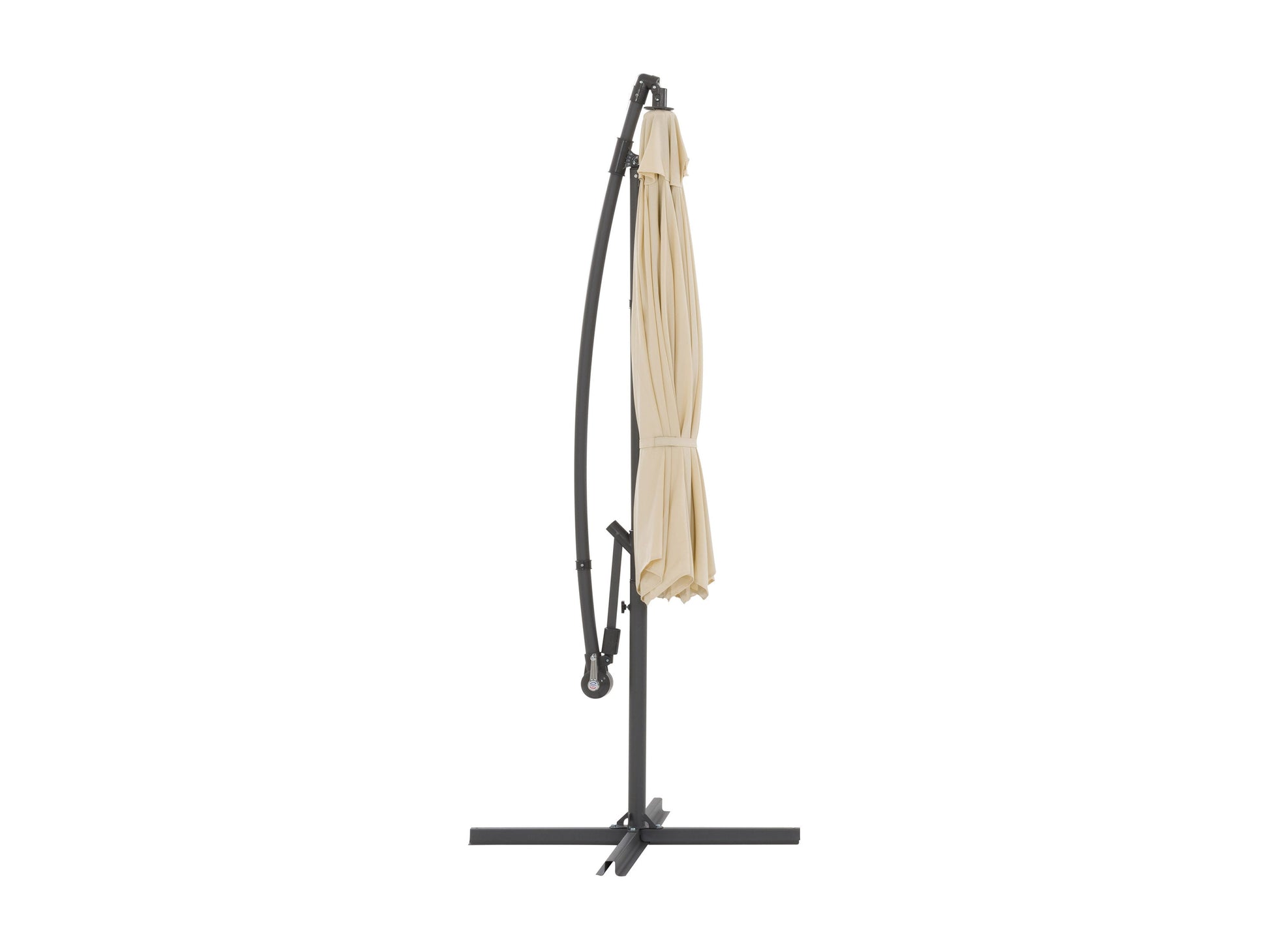 Tilting offset patio umbrella, 9.5ft, warm white canopy with sturdy metal frame, perfect for outdoor shade.